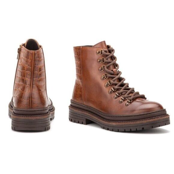 Vintage Foundry Men\'s Shoes Vulcan Leather Lace-Up‎ Boot Moto Brown Size12 $259 main image 6